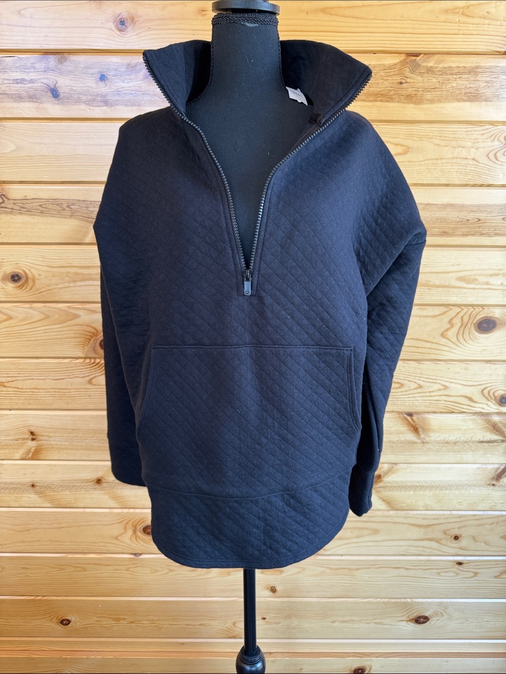GAP Black Quilted Half-Zip Pullover